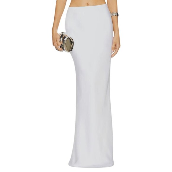 Norma Kamali Bias Obie Skirt in Snow White Small New Womens Satin Long Maxi - Picture 2 of 16